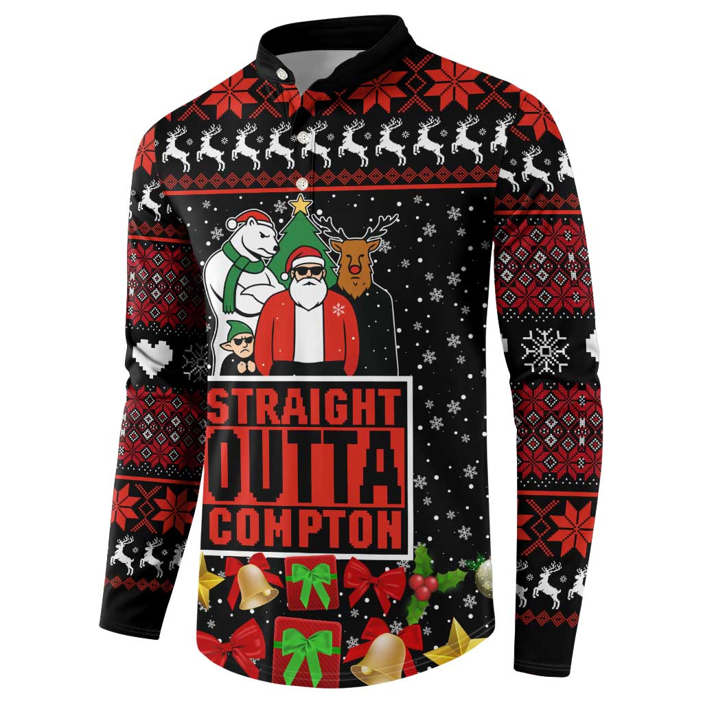 Christmas Straight Outta Gangsta Claus Button Sweatshirt Xmas Holiday Patterns - Wonder Print Shop