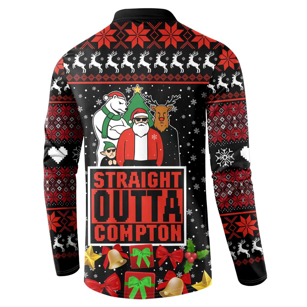 Christmas Straight Outta Gangsta Claus Button Sweatshirt Xmas Holiday Patterns - Wonder Print Shop