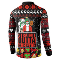 Christmas Straight Outta Gangsta Claus Button Sweatshirt Xmas Holiday Patterns - Wonder Print Shop