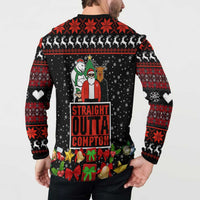 Christmas Straight Outta Gangsta Claus Button Sweatshirt Xmas Holiday Patterns - Wonder Print Shop