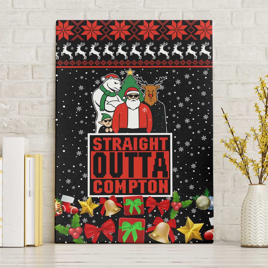 Christmas Straight Outta Gangsta Claus Canvas Wall Art Xmas Holiday Patterns - Wonder Print Shop