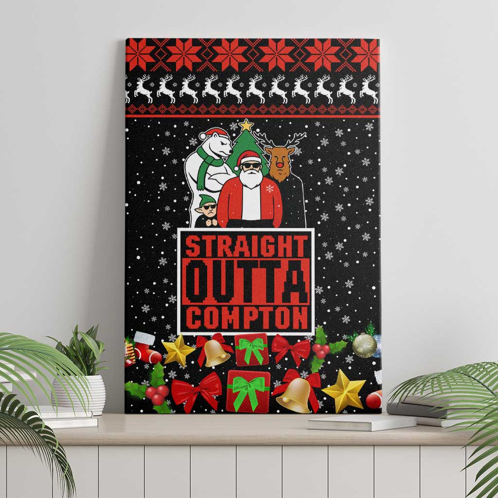 Christmas Straight Outta Gangsta Claus Canvas Wall Art Xmas Holiday Patterns - Wonder Print Shop