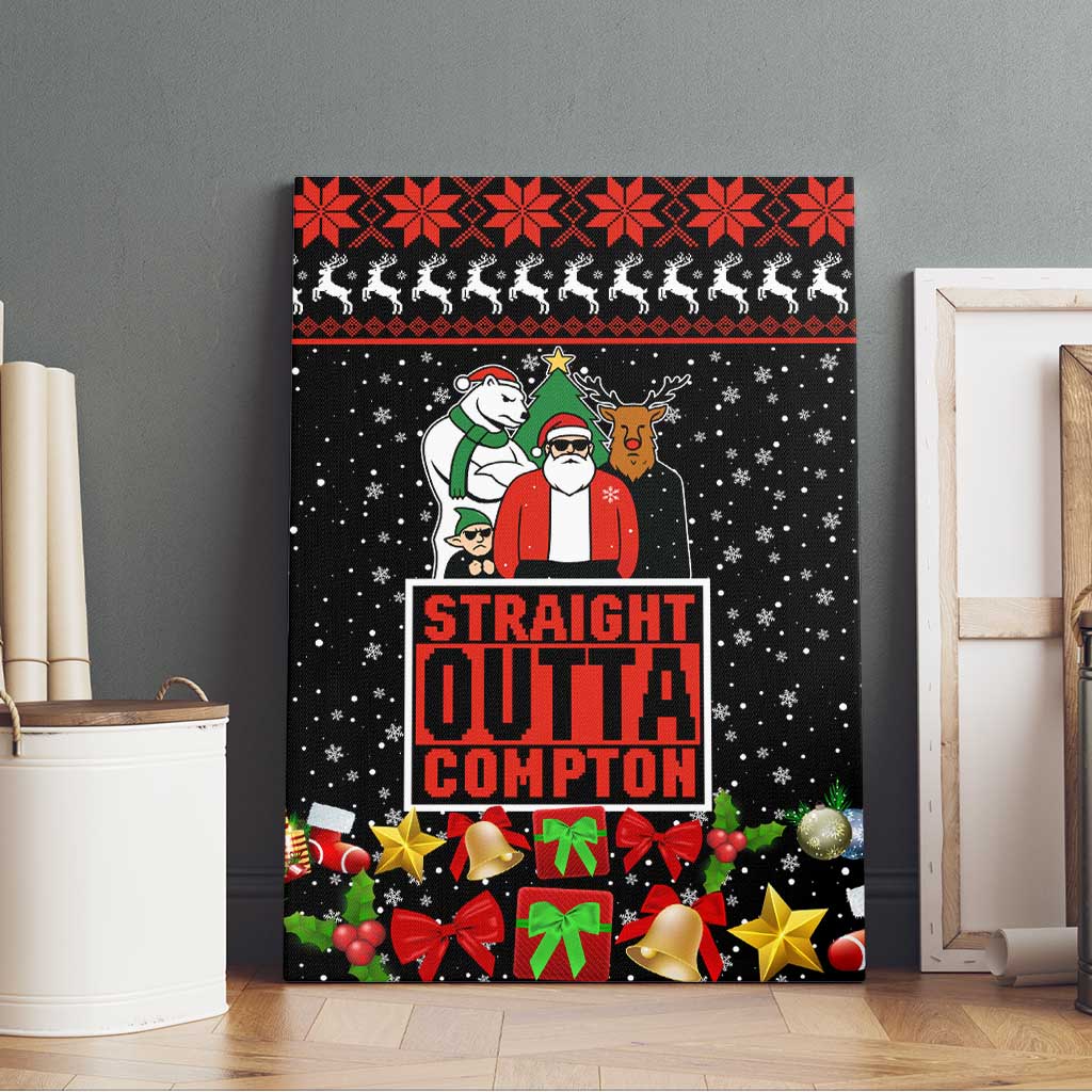 Christmas Straight Outta Gangsta Claus Canvas Wall Art Xmas Holiday Patterns - Wonder Print Shop