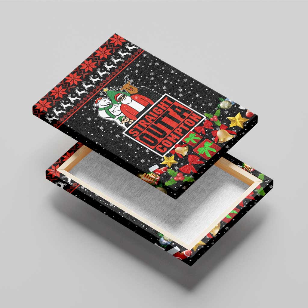 Christmas Straight Outta Gangsta Claus Canvas Wall Art Xmas Holiday Patterns - Wonder Print Shop