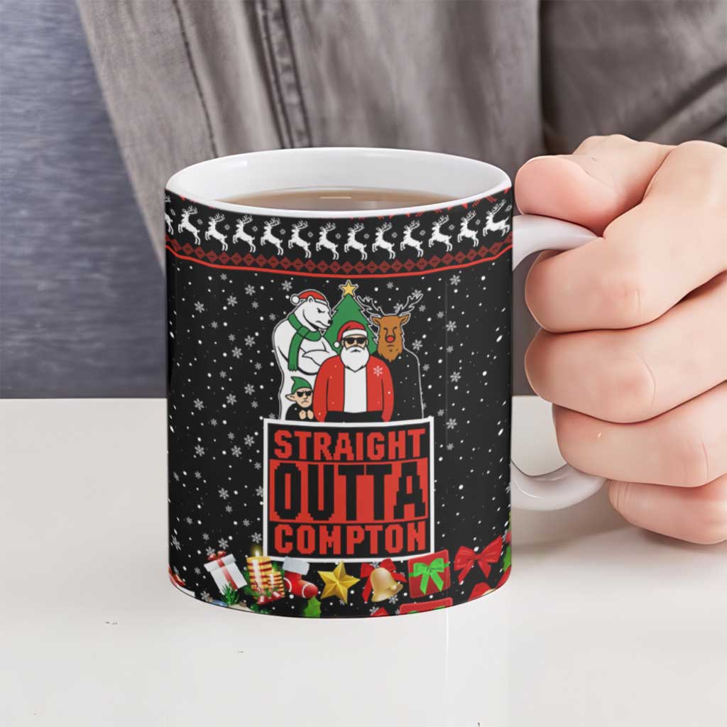 Christmas Straight Outta Gangsta Claus Ceramic Mug Xmas Holiday Patterns - Wonder Print Shop