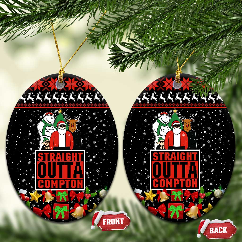 Christmas Straight Outta Gangsta Claus Ceramic Ornament Xmas Holiday Patterns - Wonder Print Shop
