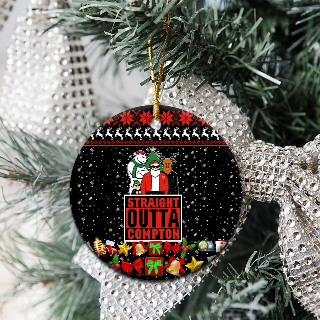 Christmas Straight Outta Gangsta Claus Ceramic Ornament Xmas Holiday Patterns - Wonder Print Shop