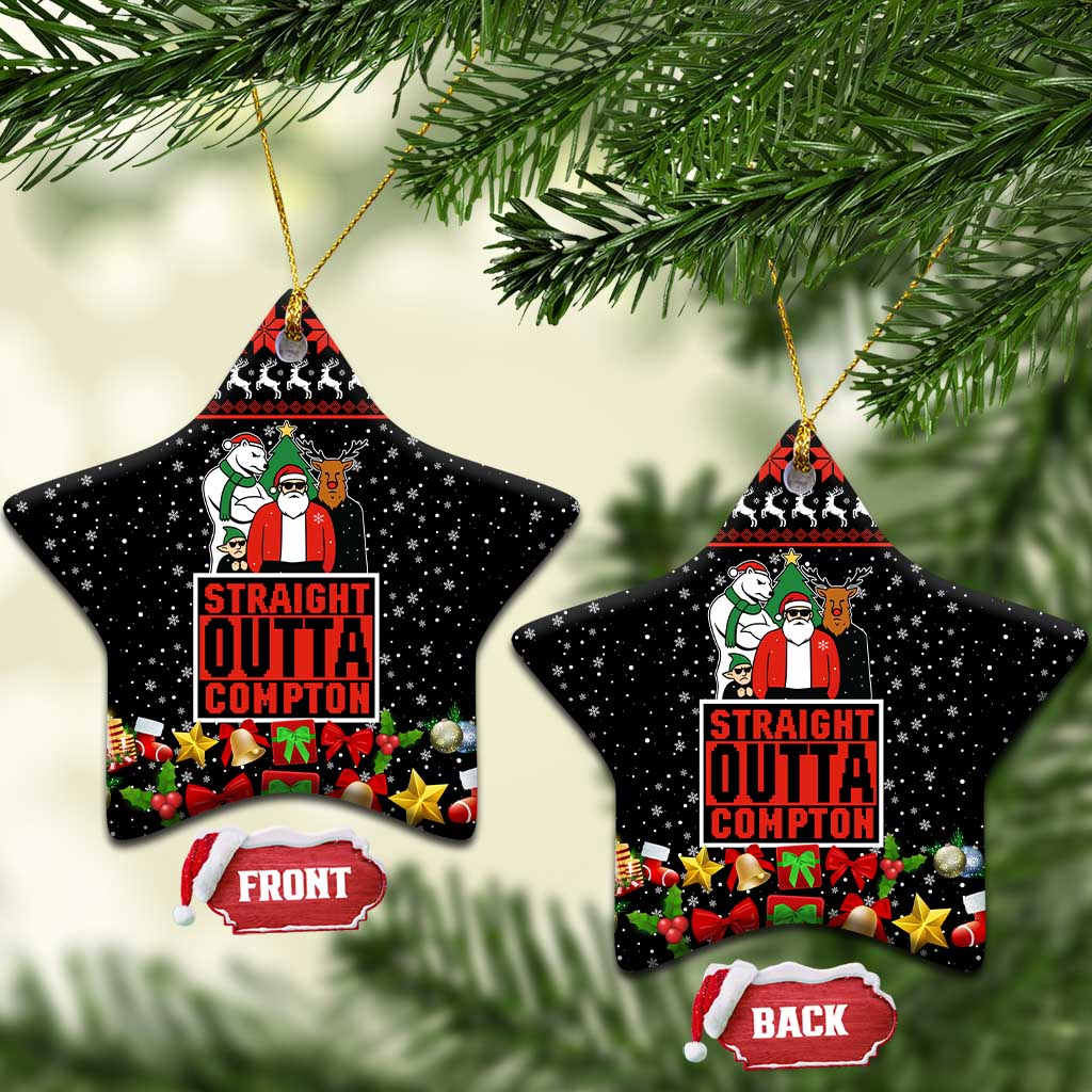 Christmas Straight Outta Gangsta Claus Ceramic Ornament Xmas Holiday Patterns - Wonder Print Shop