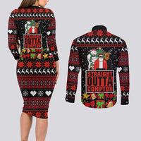 Christmas Straight Outta Gangsta Claus Couples Matching Long Sleeve Bodycon Dress and Long Sleeve Button Shirt Xmas Holiday Patterns - Wonder Print Shop