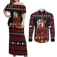Christmas Straight Outta Gangsta Claus Couples Matching Off Shoulder Maxi Dress and Long Sleeve Button Shirt Xmas Holiday Patterns - Wonder Print Shop