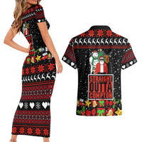 Christmas Straight Outta Gangsta Claus Couples Matching Short Sleeve Bodycon Dress and Hawaiian Shirt Xmas Holiday Patterns - Wonder Print Shop