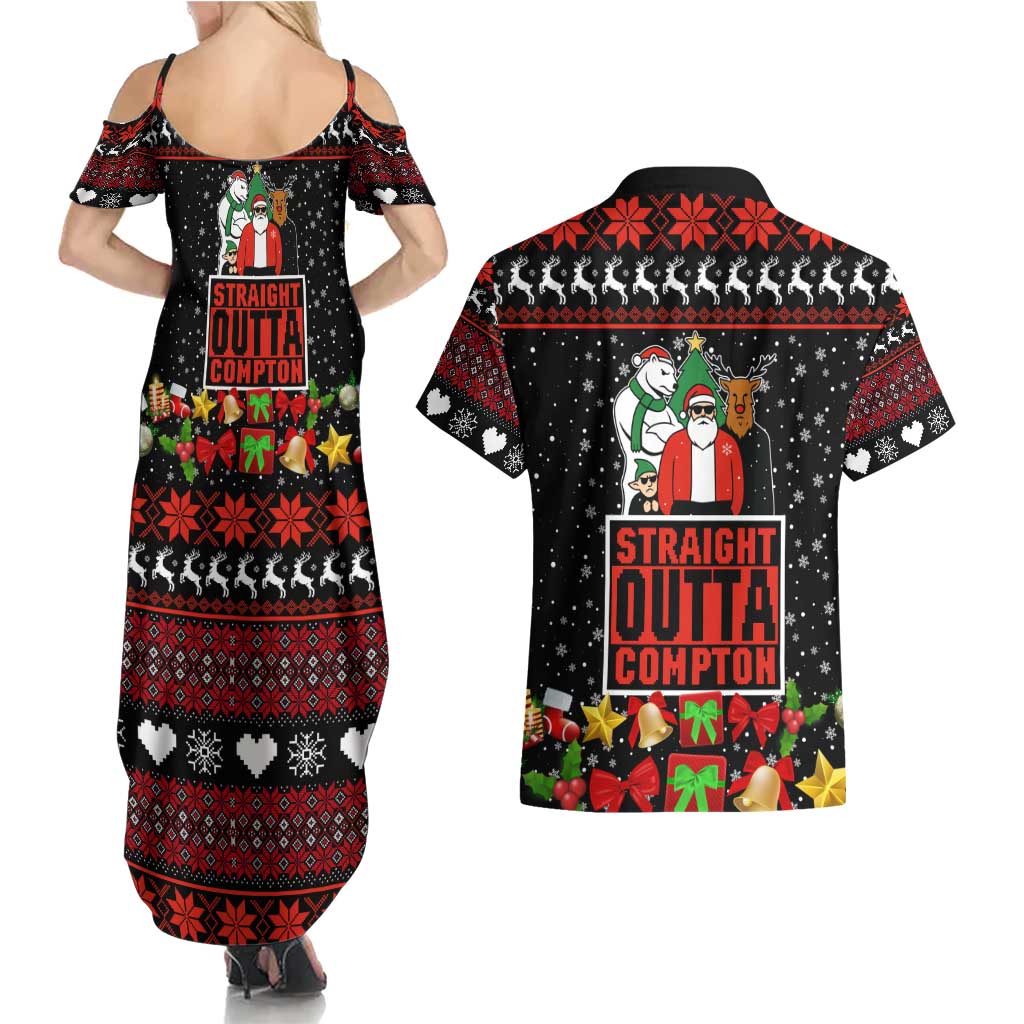 Christmas Straight Outta Gangsta Claus Couples Matching Summer Maxi Dress and Hawaiian Shirt Xmas Holiday Patterns - Wonder Print Shop