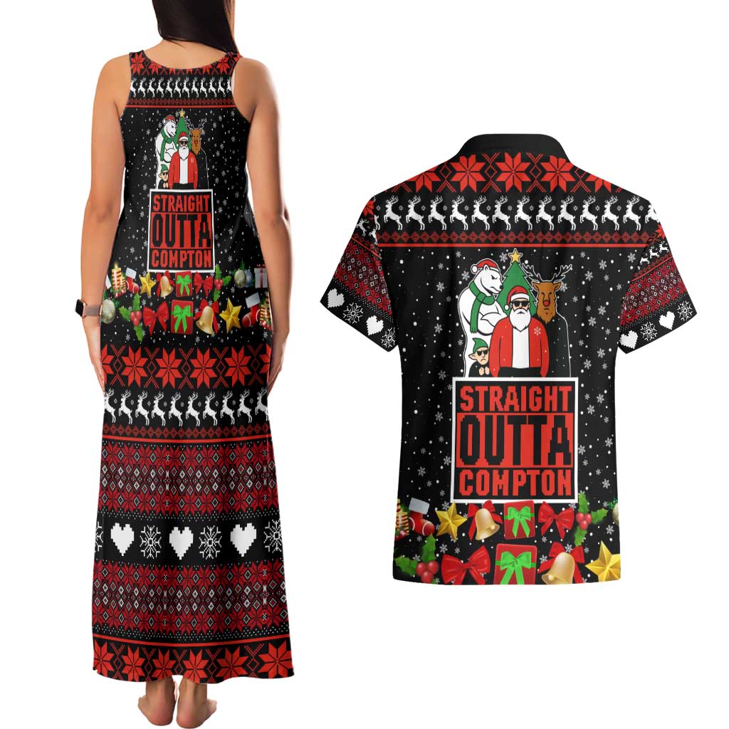 Christmas Straight Outta Gangsta Claus Couples Matching Tank Maxi Dress and Hawaiian Shirt Xmas Holiday Patterns - Wonder Print Shop