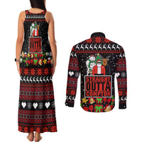 Christmas Straight Outta Gangsta Claus Couples Matching Tank Maxi Dress and Long Sleeve Button Shirt Xmas Holiday Patterns - Wonder Print Shop