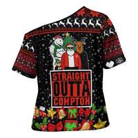 Christmas Straight Outta Gangsta Claus Cross Shoulder Shirt Xmas Holiday Patterns - Wonder Print Shop