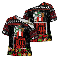 Christmas Straight Outta Gangsta Claus Cross Shoulder Shirt Xmas Holiday Patterns - Wonder Print Shop