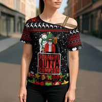Christmas Straight Outta Gangsta Claus Cross Shoulder Shirt Xmas Holiday Patterns - Wonder Print Shop