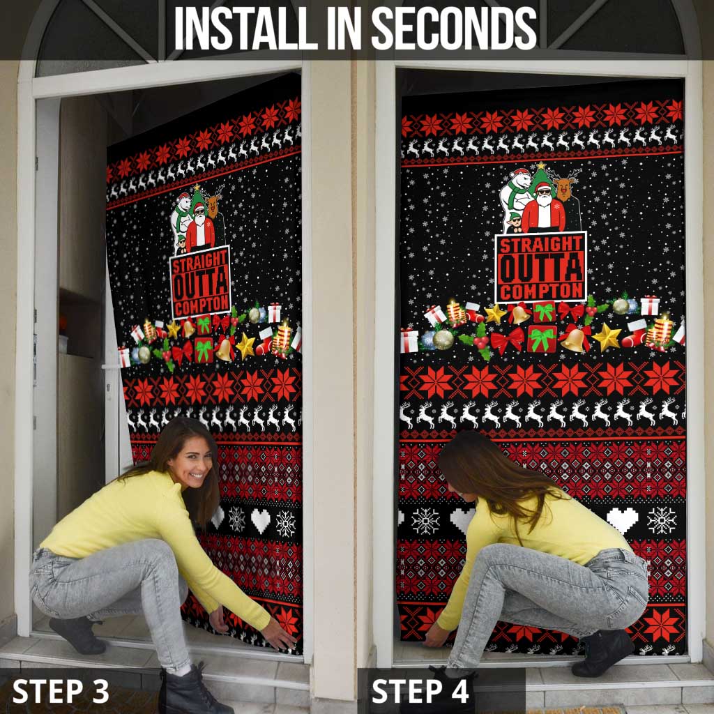 Christmas Straight Outta Gangsta Claus Door Cover Xmas Holiday Patterns - Wonder Print Shop