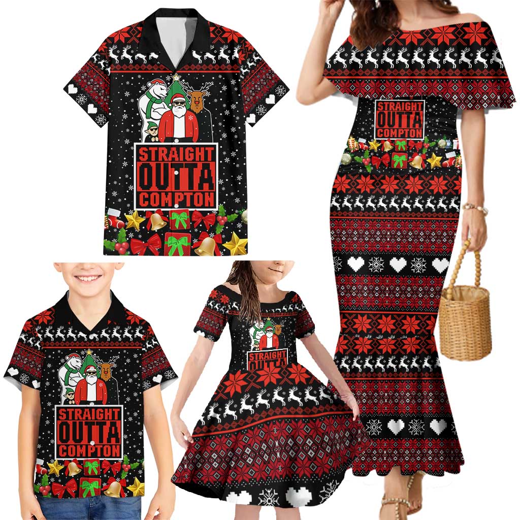Christmas Straight Outta Gangsta Claus Family Matching Mermaid Dress and Hawaiian Shirt Xmas Holiday Patterns - Wonder Print Shop