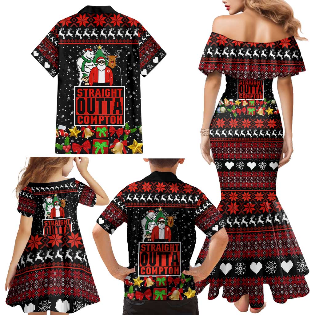 Christmas Straight Outta Gangsta Claus Family Matching Mermaid Dress and Hawaiian Shirt Xmas Holiday Patterns - Wonder Print Shop