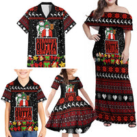 Christmas Straight Outta Gangsta Claus Family Matching Off Shoulder Maxi Dress and Hawaiian Shirt Xmas Holiday Patterns - Wonder Print Shop