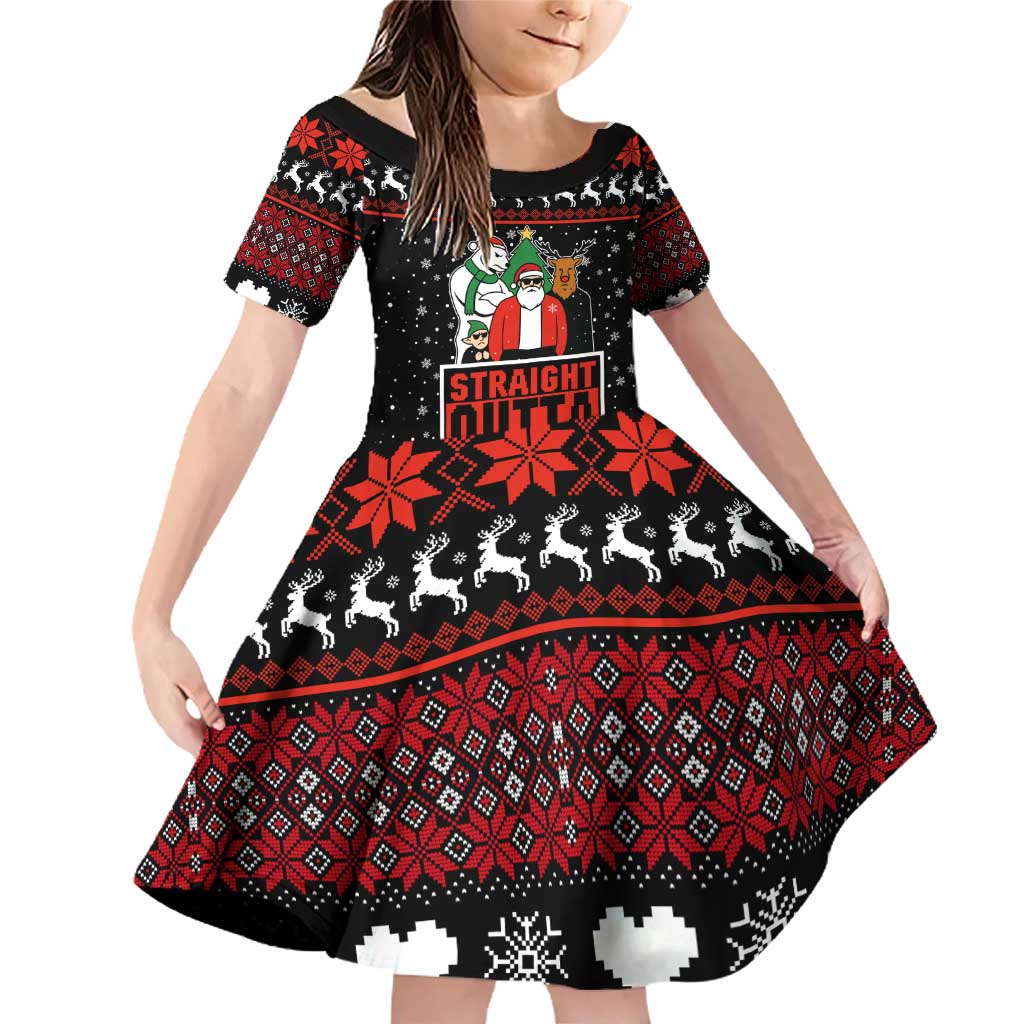 Christmas Straight Outta Gangsta Claus Family Matching Off Shoulder Short Dress and Hawaiian Shirt Xmas Holiday Patterns - Wonder Print Shop
