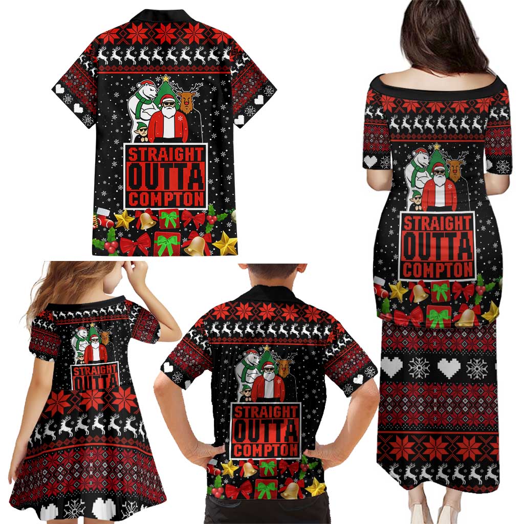 Christmas Straight Outta Gangsta Claus Family Matching Puletasi and Hawaiian Shirt Xmas Holiday Patterns - Wonder Print Shop