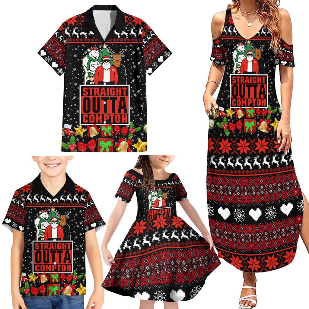 Christmas Straight Outta Gangsta Claus Family Matching Summer Maxi Dress and Hawaiian Shirt Xmas Holiday Patterns - Wonder Print Shop