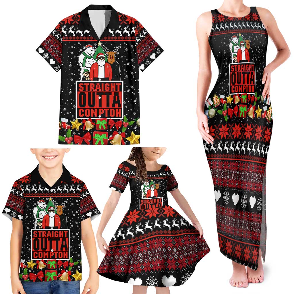 Christmas Straight Outta Gangsta Claus Family Matching Tank Maxi Dress and Hawaiian Shirt Xmas Holiday Patterns - Wonder Print Shop