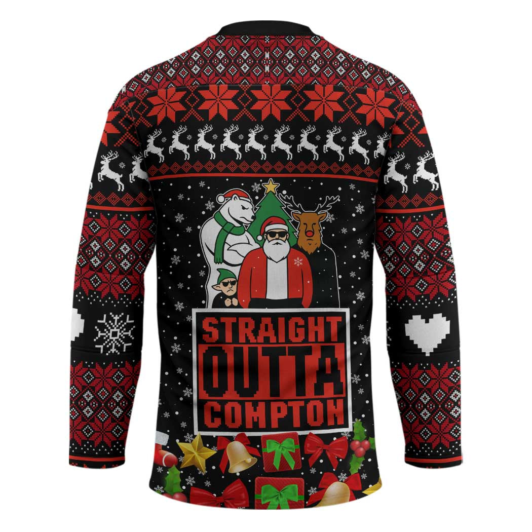 Christmas Straight Outta Gangsta Claus Hockey Jersey Xmas Holiday Patterns - Wonder Print Shop