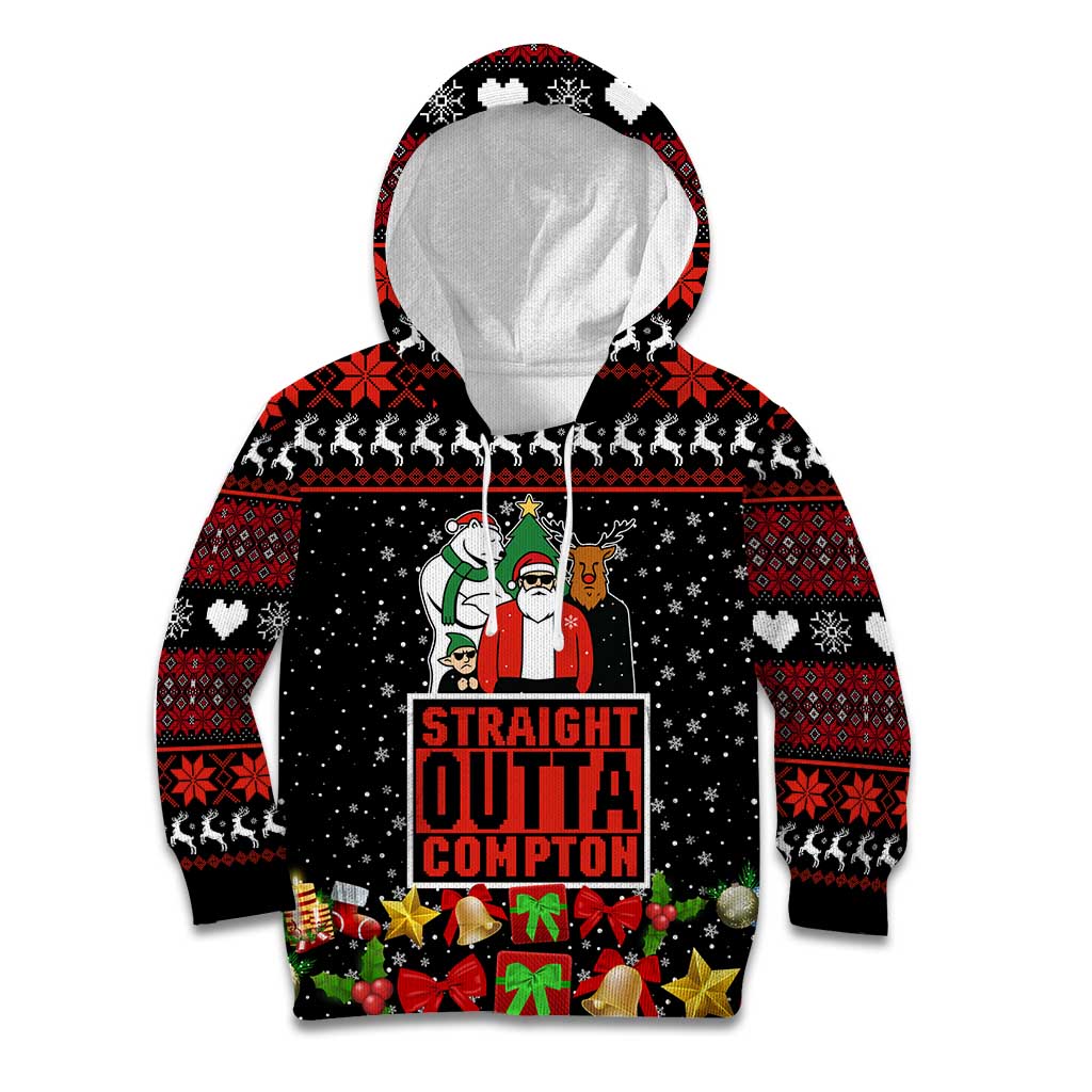 Christmas Straight Outta Gangsta Claus Kid Hoodie Xmas Holiday Patterns - Wonder Print Shop