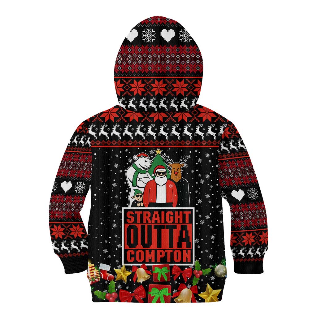 Christmas Straight Outta Gangsta Claus Kid Hoodie Xmas Holiday Patterns - Wonder Print Shop