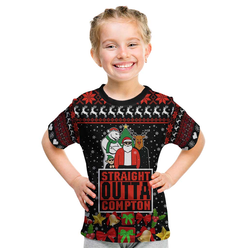 Christmas Straight Outta Gangsta Claus Kid T Shirt Xmas Holiday Patterns - Wonder Print Shop