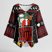 Christmas Straight Outta Gangsta Claus Kimono Sleeve Blouse Xmas Holiday Patterns - Wonder Print Shop