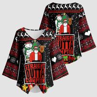 Christmas Straight Outta Gangsta Claus Kimono Sleeve Blouse Xmas Holiday Patterns - Wonder Print Shop