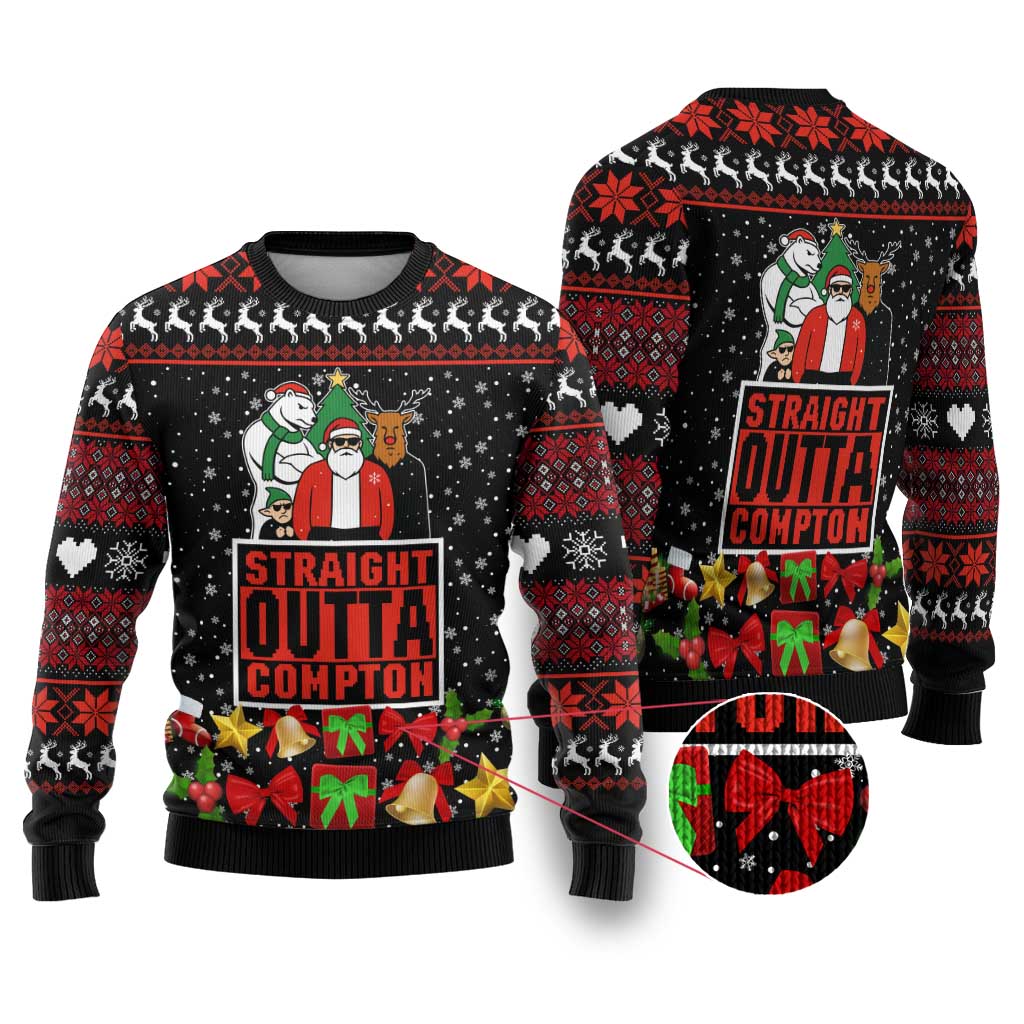 Christmas Straight Outta Gangsta Claus Ugly Christmas Sweater Xmas Holiday Patterns - Wonder Print Shop