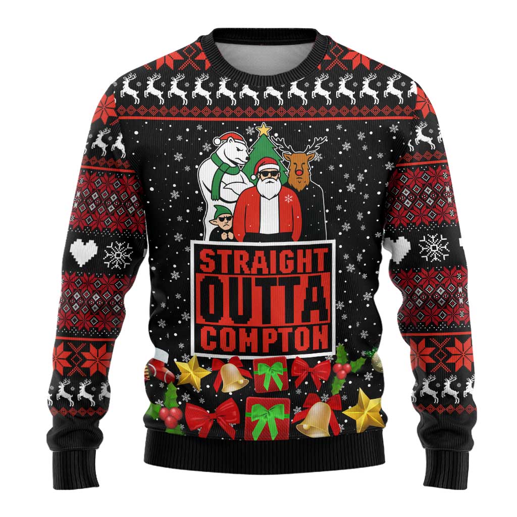 Christmas Straight Outta Gangsta Claus Ugly Christmas Sweater Xmas Holiday Patterns - Wonder Print Shop