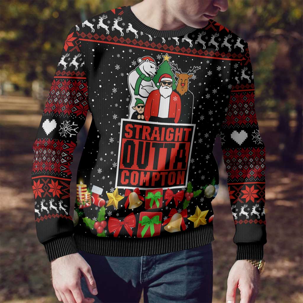 Christmas Straight Outta Gangsta Claus Ugly Christmas Sweater Xmas Holiday Patterns - Wonder Print Shop