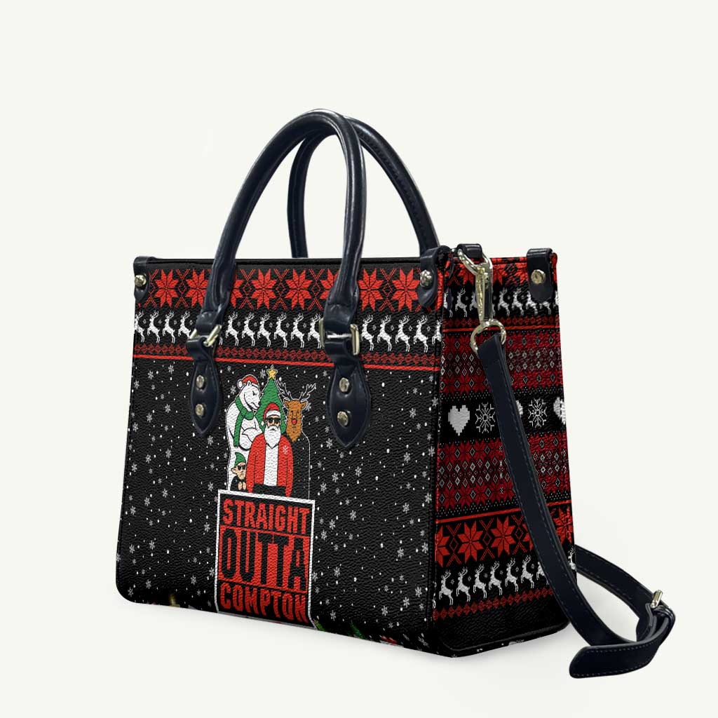 Christmas Straight Outta Gangsta Claus Leather Bag Xmas Holiday Patterns - Wonder Print Shop