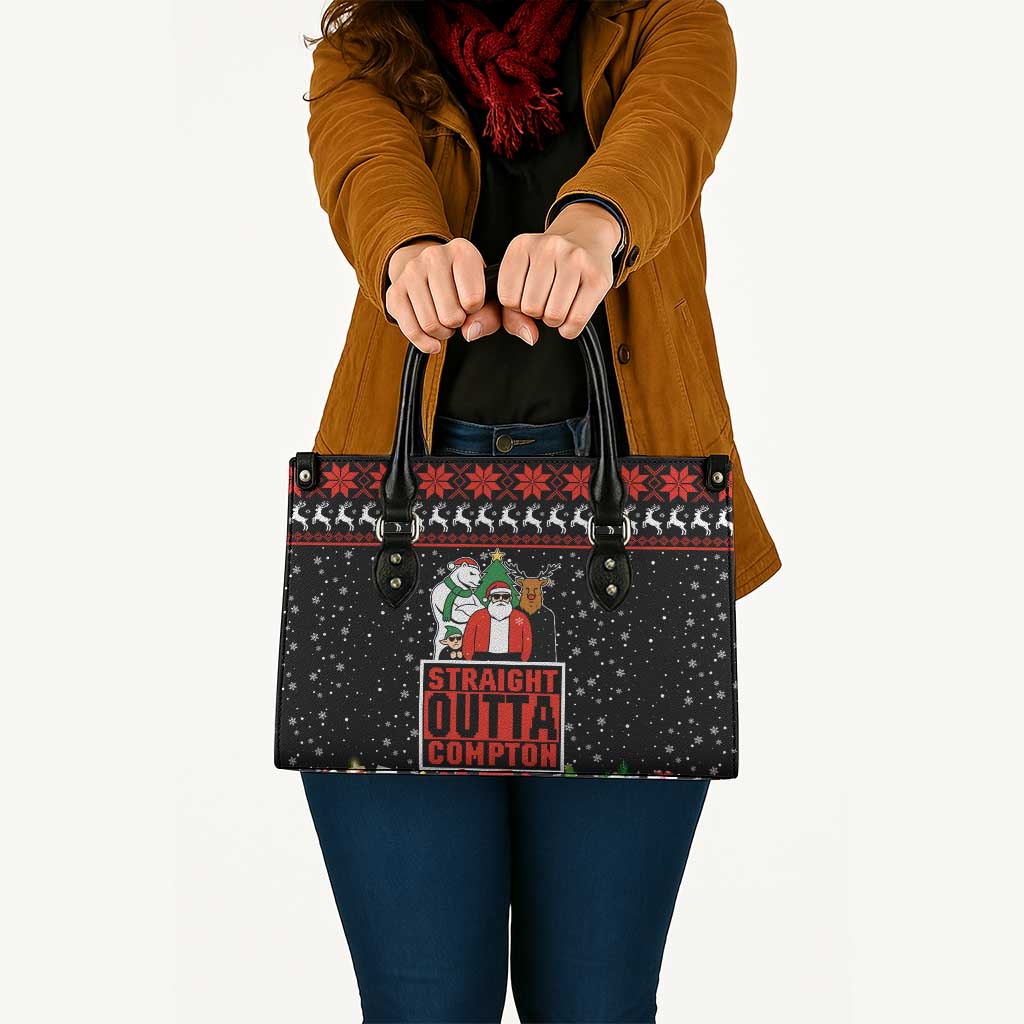 Christmas Straight Outta Gangsta Claus Leather Bag Xmas Holiday Patterns - Wonder Print Shop