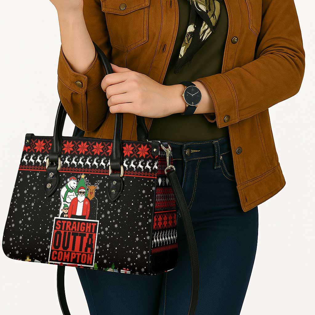 Christmas Straight Outta Gangsta Claus Leather Bag Xmas Holiday Patterns - Wonder Print Shop