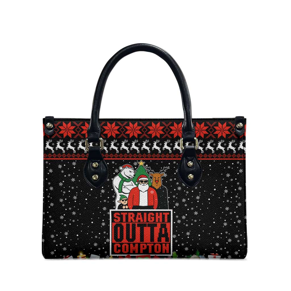 Christmas Straight Outta Gangsta Claus Leather Bag Xmas Holiday Patterns - Wonder Print Shop