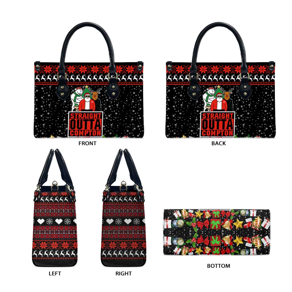 Christmas Straight Outta Gangsta Claus Leather Bag Xmas Holiday Patterns - Wonder Print Shop
