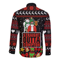 Christmas Straight Outta Gangsta Claus Long Sleeve Button Shirt Xmas Holiday Patterns - Wonder Print Shop