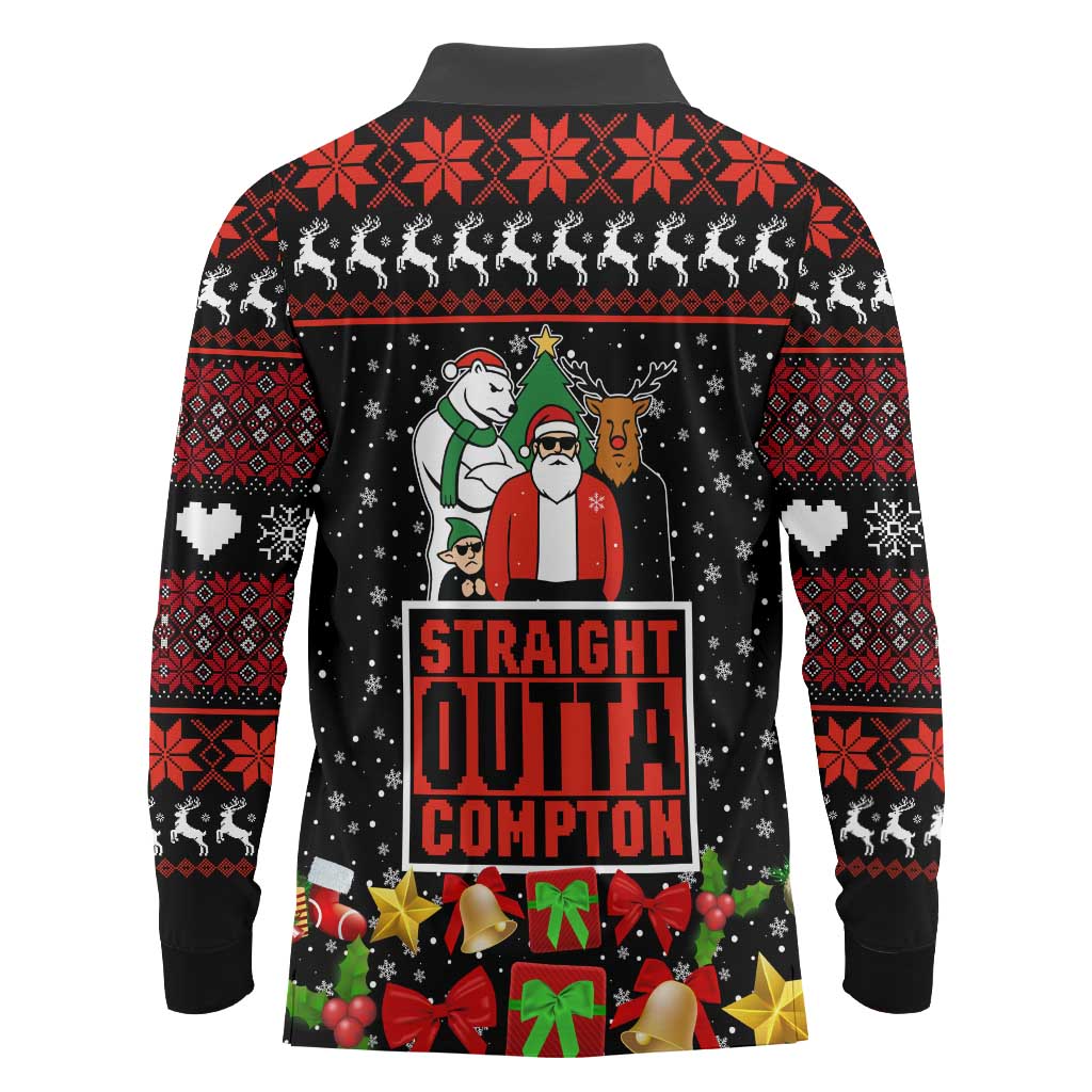 Christmas Straight Outta Gangsta Claus Long Sleeve Polo Shirt Xmas Holiday Patterns - Wonder Print Shop