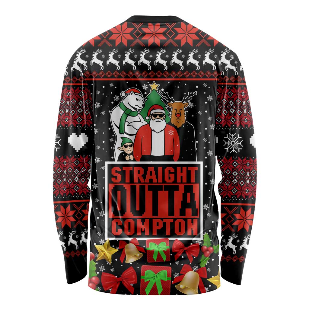 Christmas Straight Outta Gangsta Claus Long Sleeve Shirt Xmas Holiday Patterns - Wonder Print Shop
