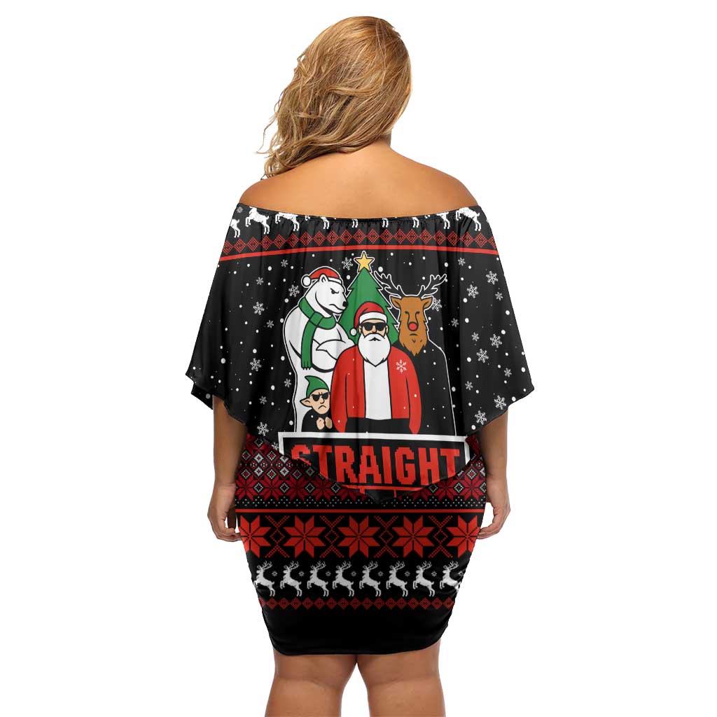 Christmas Straight Outta Gangsta Claus Off Shoulder Short Dress Xmas Holiday Patterns - Wonder Print Shop
