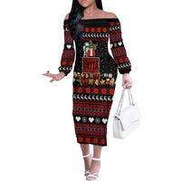 Christmas Straight Outta Gangsta Claus Off The Shoulder Long Sleeve Dress Xmas Holiday Patterns - Wonder Print Shop