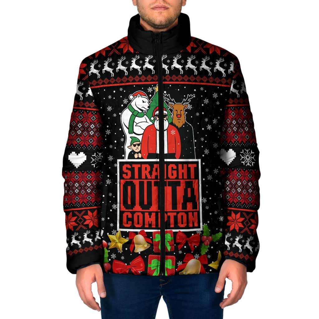 Christmas Straight Outta Gangsta Claus Padded Jacket Xmas Holiday Patterns - Wonder Print Shop