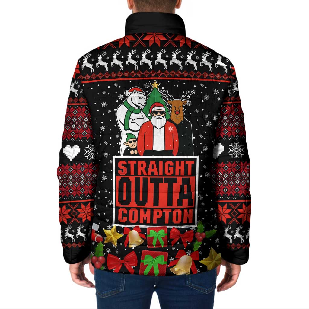 Christmas Straight Outta Gangsta Claus Padded Jacket Xmas Holiday Patterns - Wonder Print Shop